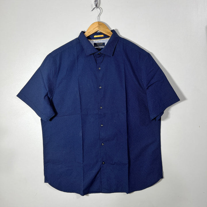 DENIM & FLOWER HALF SLEEVES SHIRT