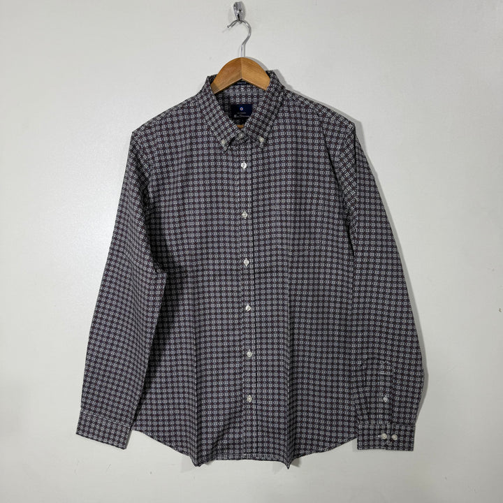 BEN SHERMAN BUTTON DOWN PRINTED CASUAL COTTON SHIRT WITH STRETCH