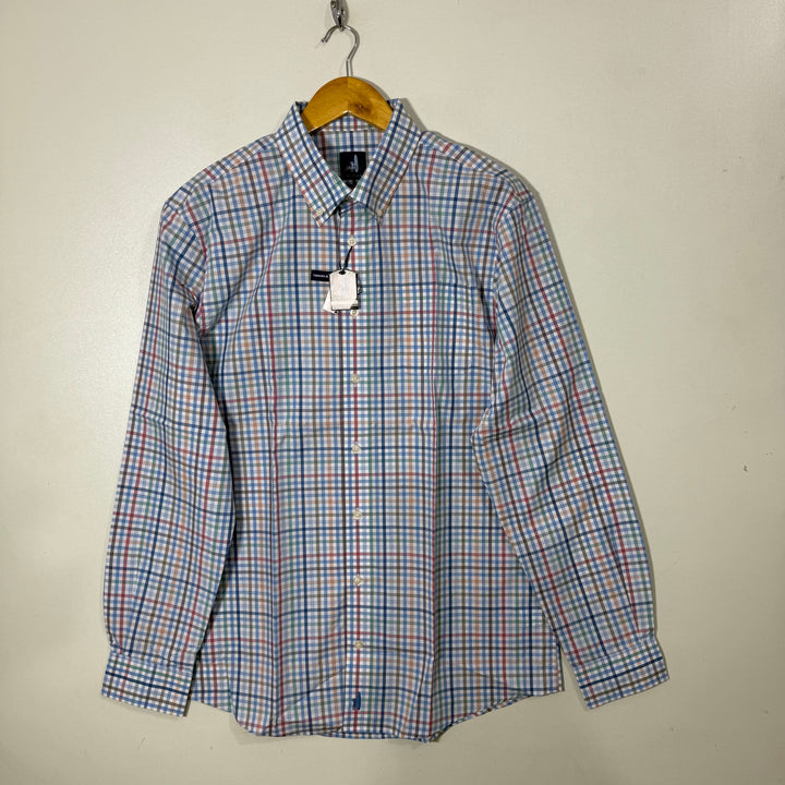 JOHNNIE -O BUTTON DOWN CHECKERED CASUAL COTTON SHIRT BRAND NEW