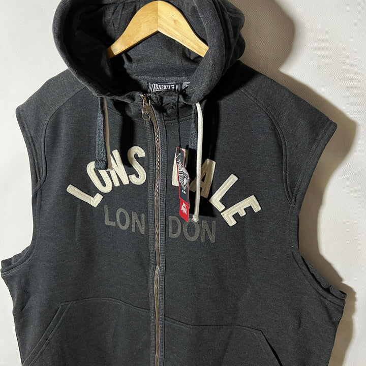 LONSDALE SLEEVES LESS FLEECE JACKET BRAND NEW WITH HOOD