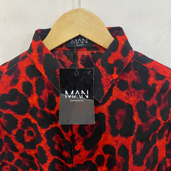 BOOHOOMAN ANIMAL PRINT RELAXED FIT LONG SLEEVES SHIRT BRAND NEW