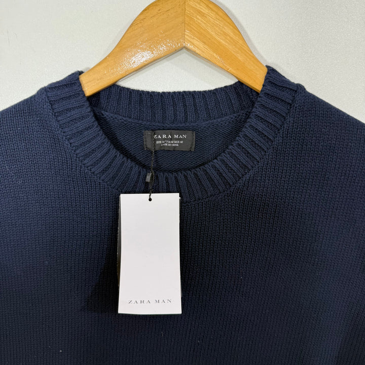 ZARA KNITED HALF SLEEVES COTTON SWEATER BRAND NEW BLUE COLOUR