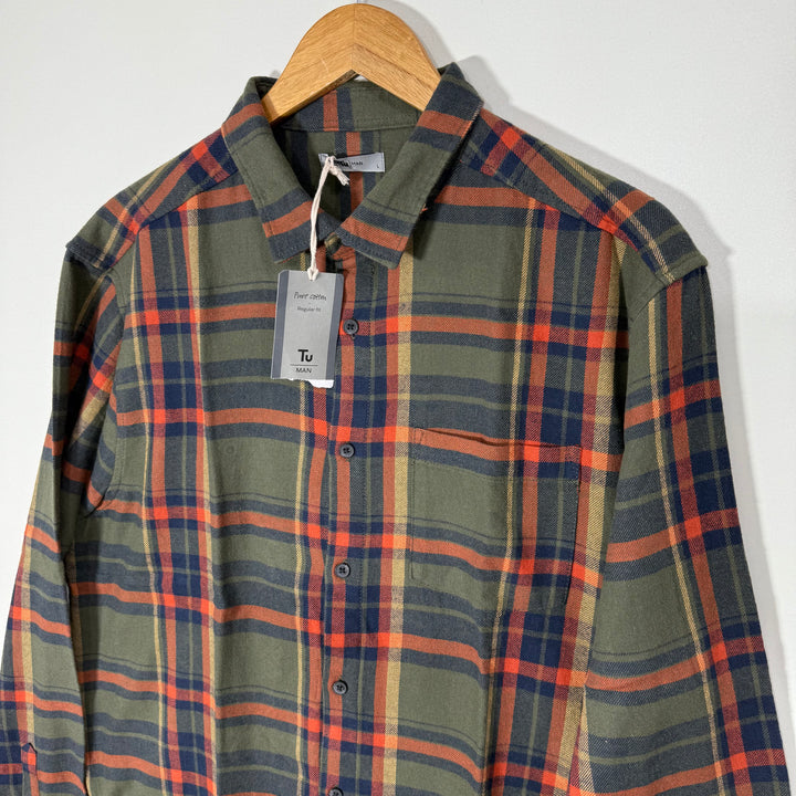 TU MAN CHECKERED FLANNEL COTTON SHIRT BRAND NEW