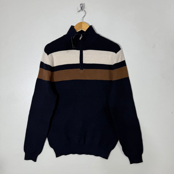 PEACOCKS HALF ZIP COTTON WOOL SWEATER BRAND NEW