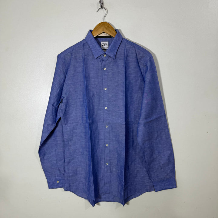 ZARA SLIM FIT BUTTON DOWN TENCIL LINEN SHIRT