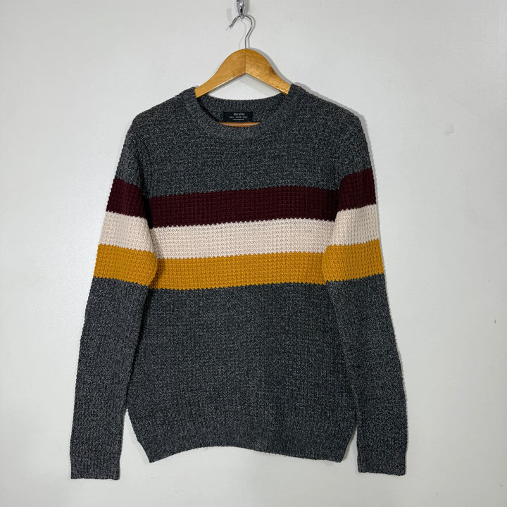BERSHKA KNITWEAR COTTON SWEATER GREY COLOUR