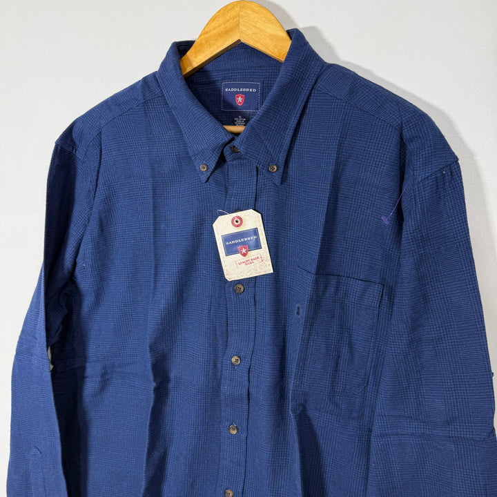 SADDLEBRED BUTTON DOWN FLANNEL COTTON CHECKERED SHIRT BRAND NEW