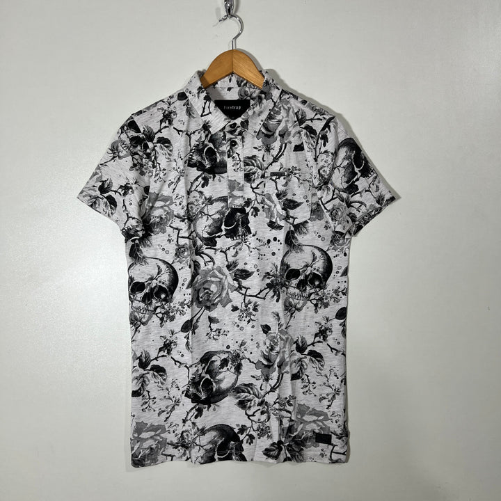 FIRETRAP PRINTED COTTON POLO TSHIRT