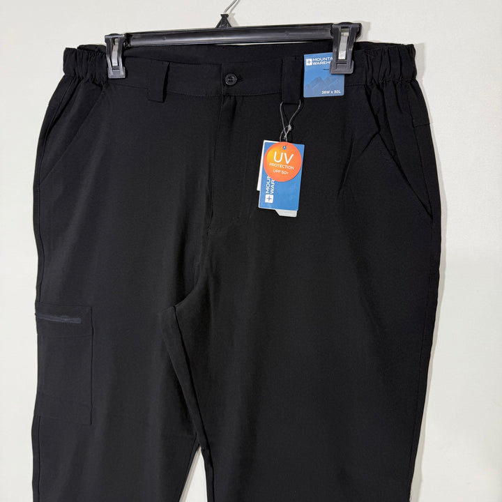 MOUNTAIN WEARHOUSE MULTIPLE POCKETS LIGHT WEIGHT QUICK DRYING ELASTIC WAISTBAND LOOSE FIT CASUAL PANT BRAND NEW BLACK COLOUR