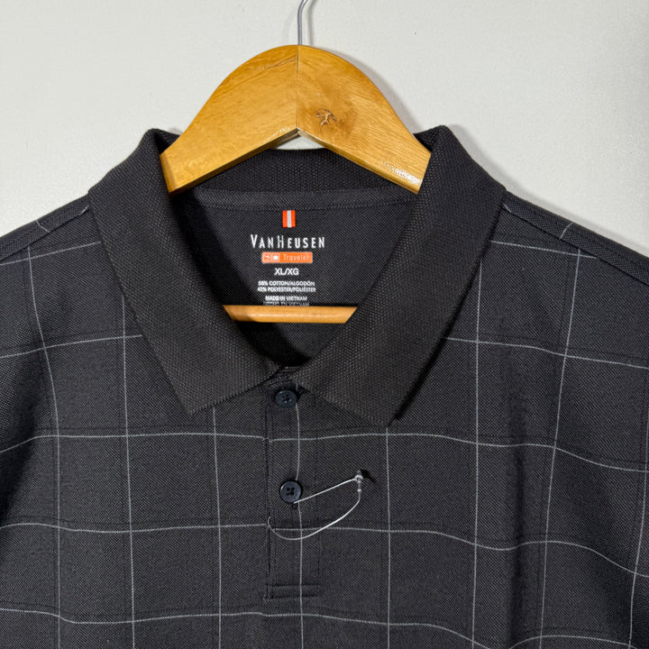 VAN HEUSEN CHECKERED COTTON POLO TSHIRT
