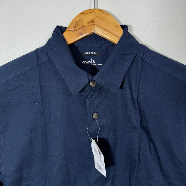 ANKO HALF SLEEVES LINEN BLEND SHIRT BRAND NEW BLUE COLOUR