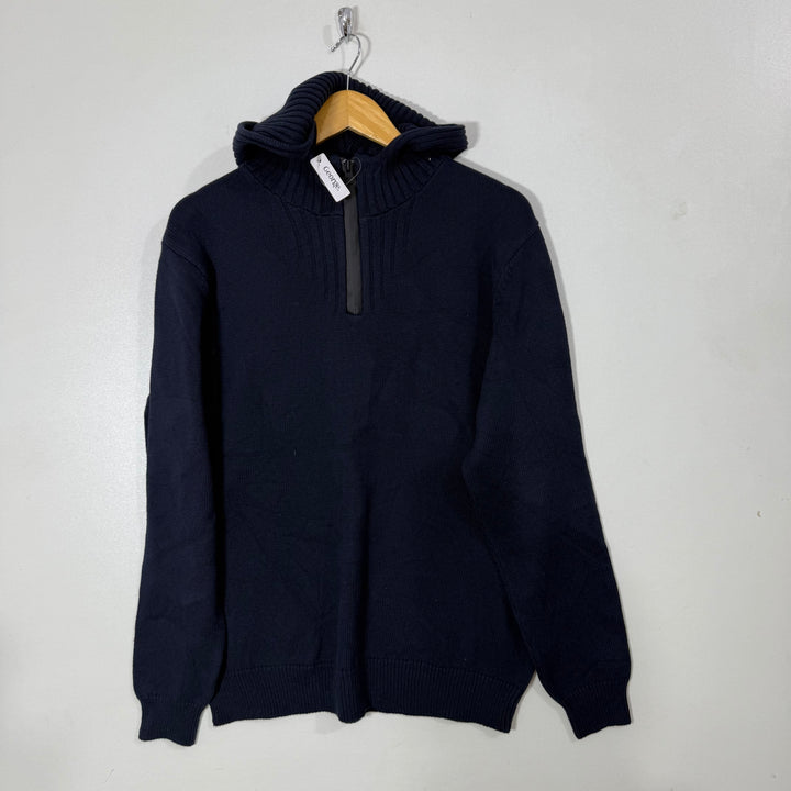GEORGE KNITED COTTON SWEATER WITH HOOD BLUE COLOUR