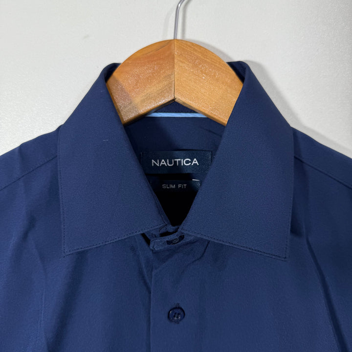 NAUTICA SLIM FIT PERFORMANCE SHIRT WITH STRETCH BLUE COLOUR