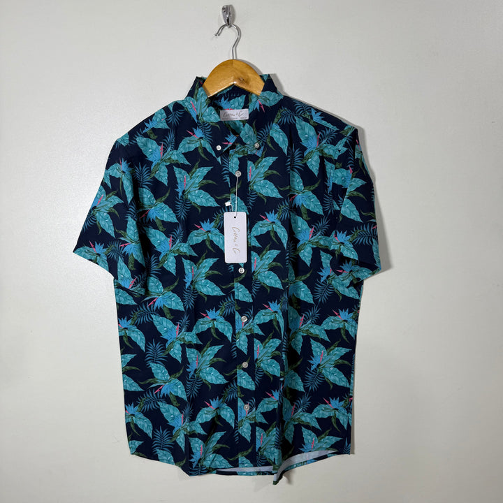 COTTON & CO BUTTON DOWN HALF SLEEVES HAWAI SHIRT BRAND NEW