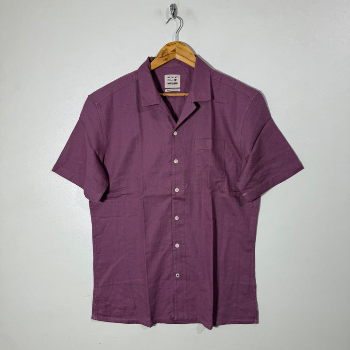 NETPLAY CUBAN COLLAR HALF SLEEVES PREMIUM COTTON SHIRT