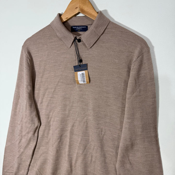 CHARLES TRY WRIGHT EXTRA FINE MERINO WOOL POLO COLLAR SWEATER BRAND NEW