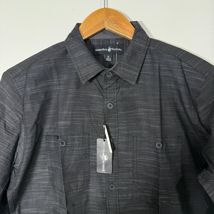 BEVERLY HILLS POLO CLUB DOUBLE POCKETS CASUAL COTTON SHIRT BRAND NEW GREY COLOUR