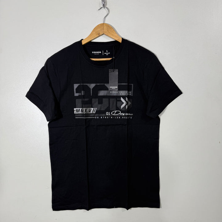 CONNOR REGULAR FIT COTTON TSHIRT BRAND NEW BLACK COLOUR