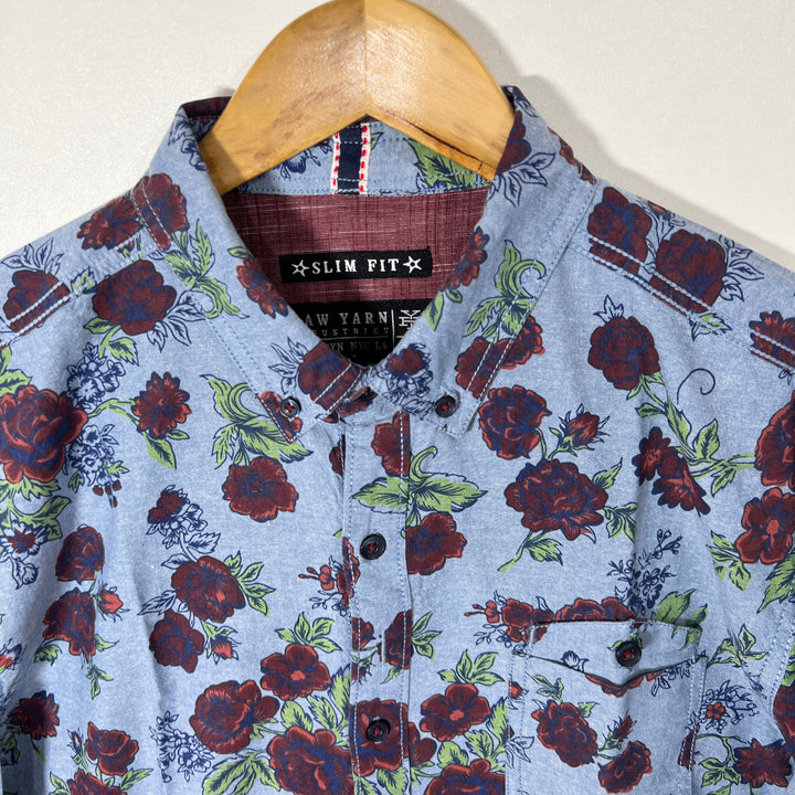 RAW YARN BUTTON DOWN CASUAL COTTON SHIRT