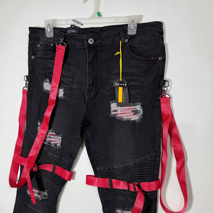 MSOCIETYNY SKINNY FIT RIPPED JEANS BRANCH NEW WITH STRETCH  GREY COLOUR