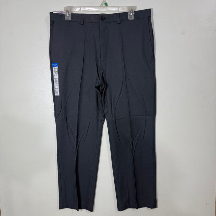 HAGGAR COOL 18 PRO STRAIGHT FIT NO IRON MACHINE WASHABLE HIDDEN EXPANDABLE WAISTBAND DRESS PANT BRAND NEW WITH STRETCH GREY COLOUR