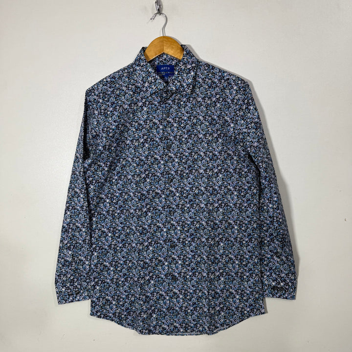 APT.9 SLIM FIT PRINTED COTTON SHIRT