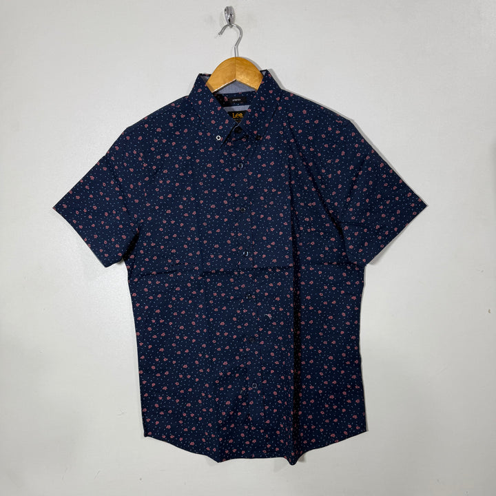 LEE REGULAR FIT BUTTON DOWN HALF SLEEVES COTTON SHIRT WITH STRETCH