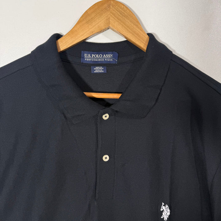US POLO ASSN PERFORMANCE PIQUE POLYESTER COTTON POLO TSHIRT BRAND NEW BLACK COLOUR