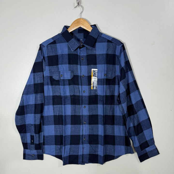 GEORGE DOUBLE POCKETS BUTTON DOWN FLANNEL COTTON SHIRT BRAND NEW
