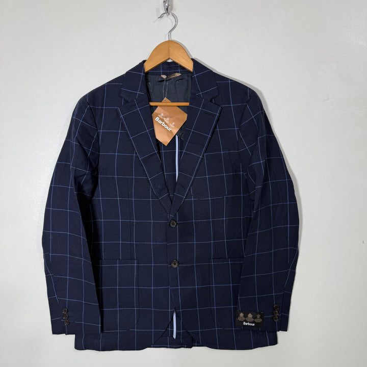 BARBOUR CHECKERED LINEN WOOL JACKET BRAND NEW BLUE COLOUR