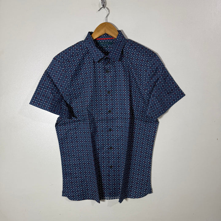 PERRY ELLIS HALF SLEEVES COTTON SHIRT WITH STRETCH
