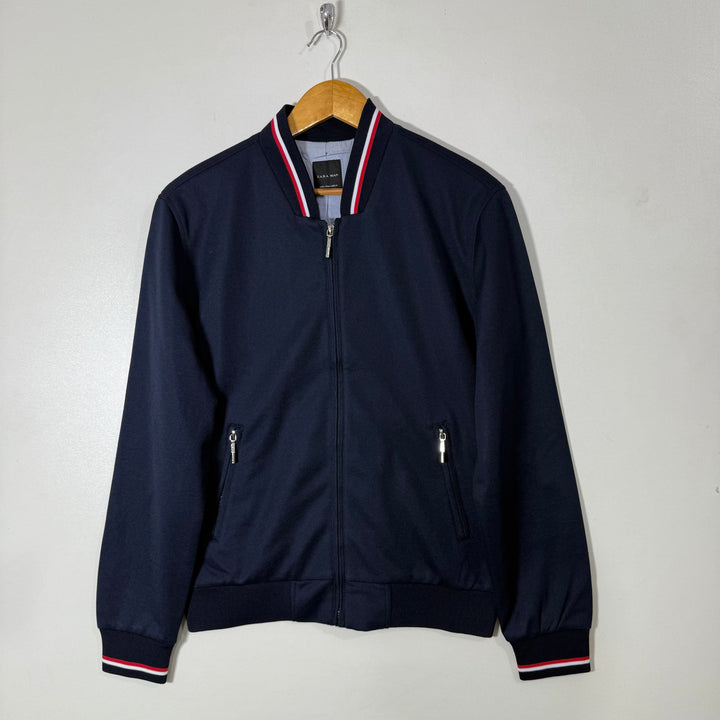 ZARA BEN COLLAR BOMBER JACKET BLUE COLOUR