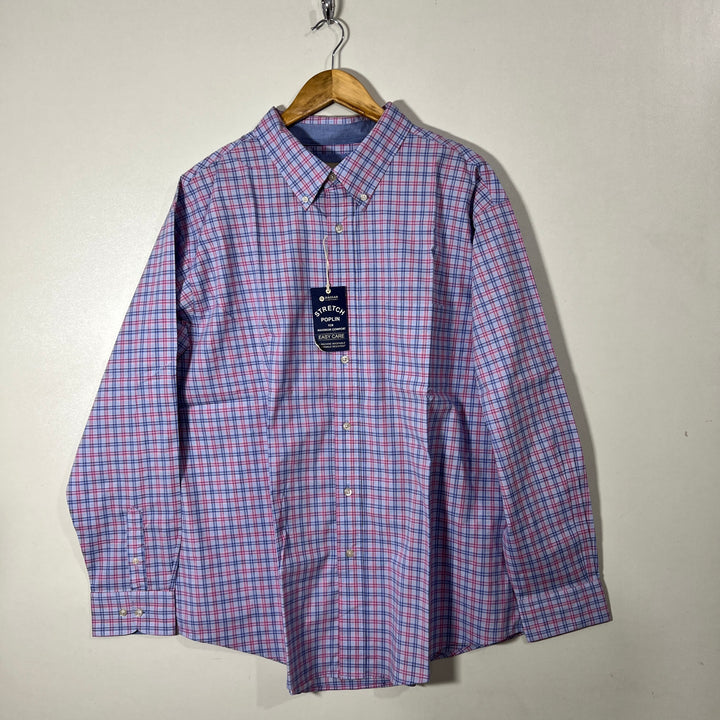 HAGGAR MACHINE WASHABLE WRINKLE RESISTANT BUTTON DOWN CASUAL COTTON SHIRT BRAND NEW