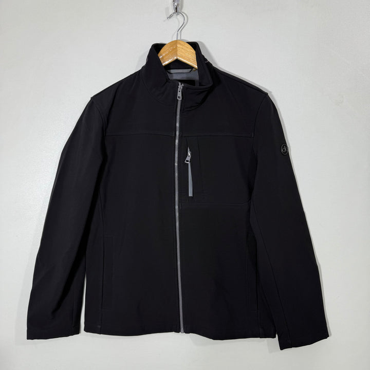 CALVIN KLEIN WATER RESISTANT BREATHABLE 4 WAY STRETCH SOFT SHELL WINDBREAKER JACKET INNER FLEECE BLACK COLOUR