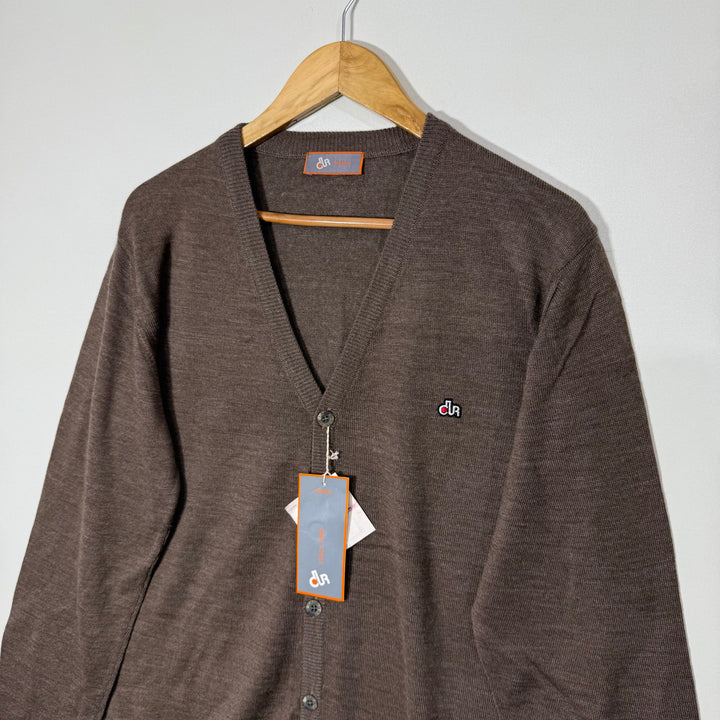 DUR CLASSIC MERINO WOOL CARDIGAN SWEATER BRAND NEW BROWN COLOUR