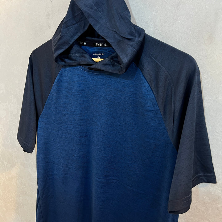 LAYER 8 HALF SLEEVES SPORT TSHIRT WITH HOOD