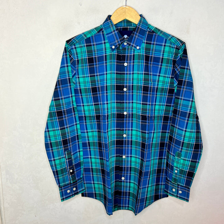 SADDLEBRED WRINKLE FREE BUTTON DOWN CHECKERED COTTON SHIRT