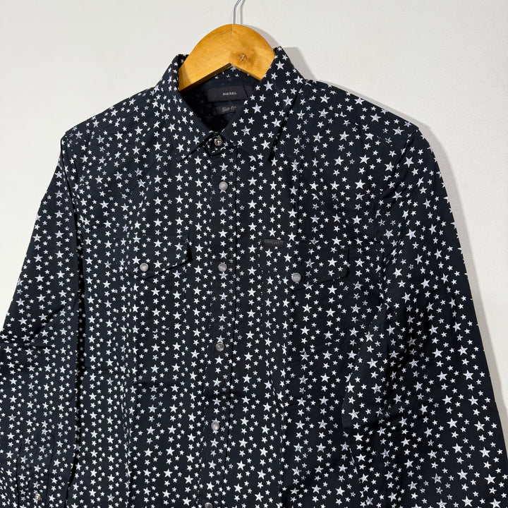 DIESEL SLIM FIT DOUBLE POCKETS CASUAL COTTON SHIRT WITH STRETCH