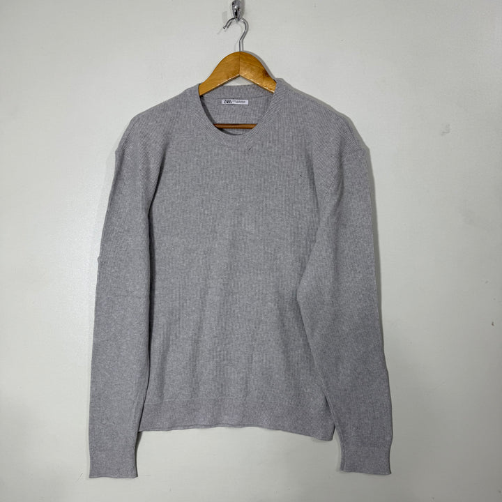 ZARA KNITWEAR COTTON SWEATER GREY COLOUR