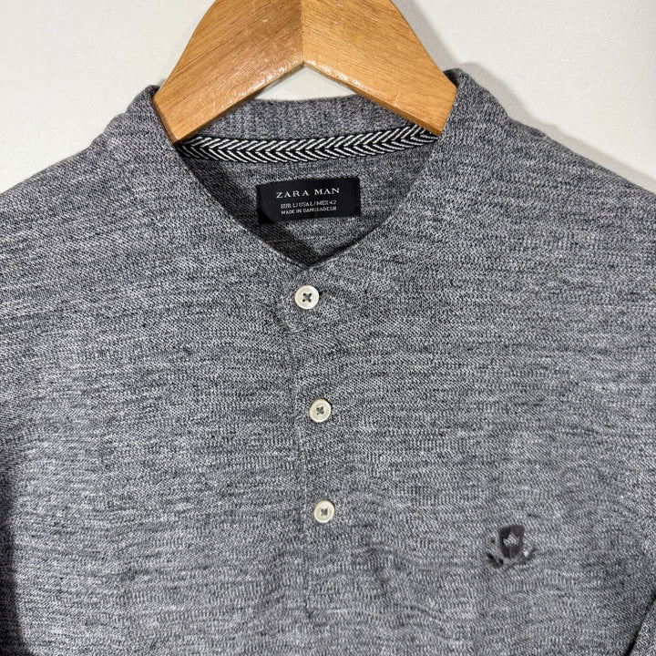 ZARA BEN COLLAR LONG SLEEVES COTTON TSHIRT