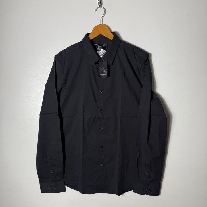 FOREVER 21 PERFORMANCE COTTON SHIRT BRAND NEW BLACK COLOUR WITH STRETCH