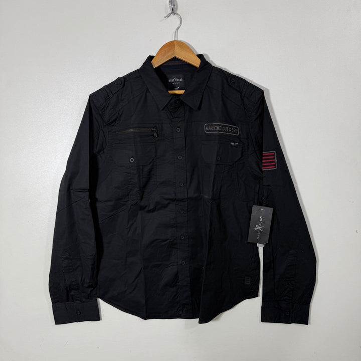 MARC ECKO DOUBLE POCKETS CASUAL COTTON SHIRT BRAND NEW WITH STRETCH BLACK COLOUR