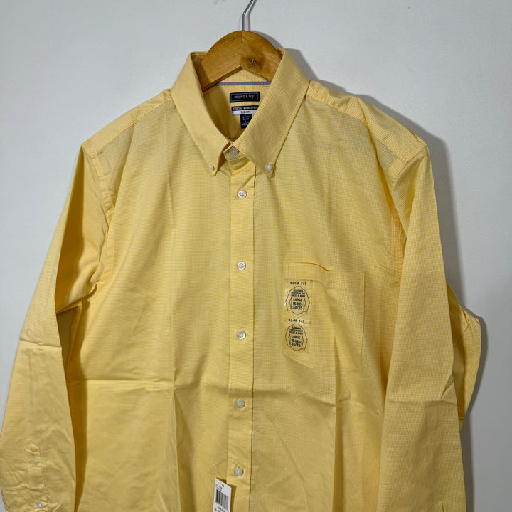 CROWN & IVY SLIM FIT WRINKLE FREE BUTTON DIWN CHECKERED COTTON SHIRT BRAND NEW