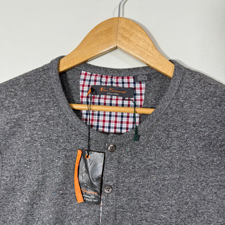 MUTUAL WEAVE HENLEY COLLAR KNITED LONG SLEEVES  COTTON TSHIRT BRAND NEW