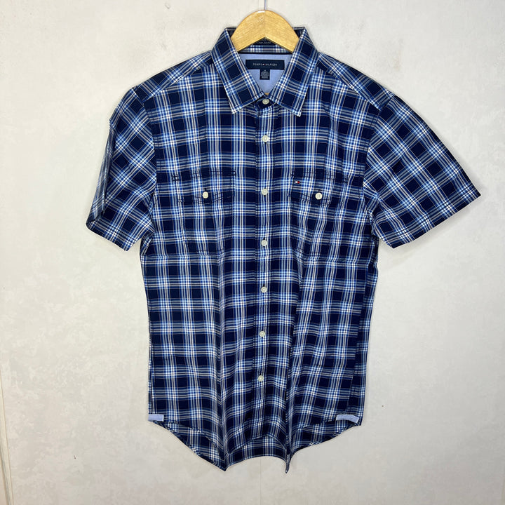 TOMMY HILFIGER CUSTOM FIT DOUBLE POCKETS HALF SLEEVES COTTON SHIRT