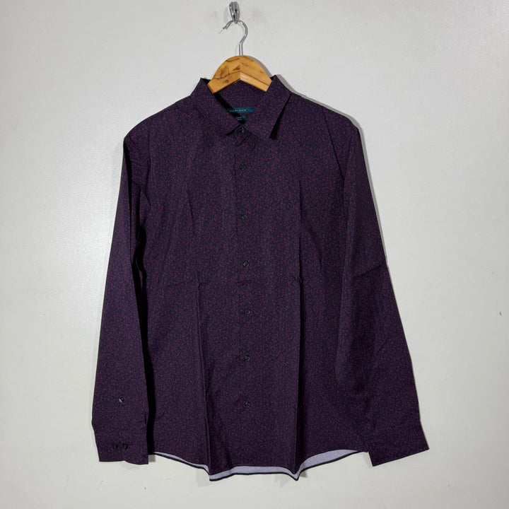 PERRY ELLIS PRINTED SLIM FIT PERFORMANCE SHIRT WITH STRETCH