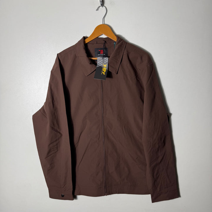 TBY POLYESTER PARACHUTE SHIRT COLLAR FORMAL JACKET BRAND NEW BROWN COLOUR