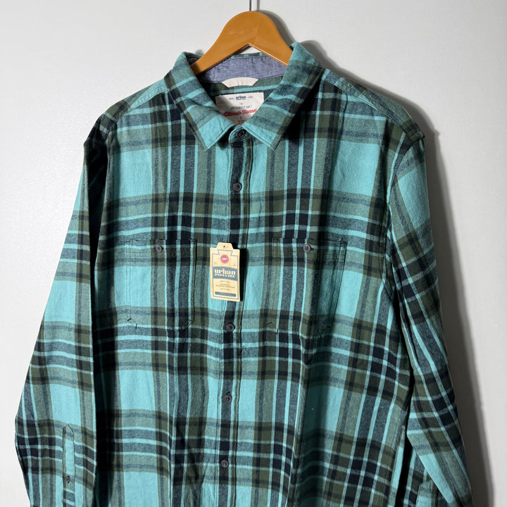 URBAN PIPELINE DOUBLE POCKETS FLANNEL COTTON CHECKERED SHIRT BRAND NEW