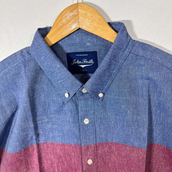 JOHN SMITH BUTTON DOWN HALF SLEEVES LINEN SHIRT