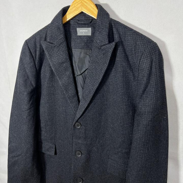 STUDIO-W CHECKERED WOOL OVERCOAT